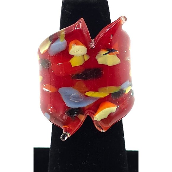 Vibrant Handmade Murano-Style Glass Ring – Bold & Unique Statement Jewelry - Picture 1 of 9